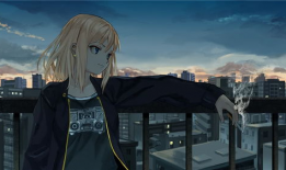 动漫女抽烟,迷离烟圈中的青春剪影